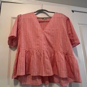 Madewell gingham crossover top size XL